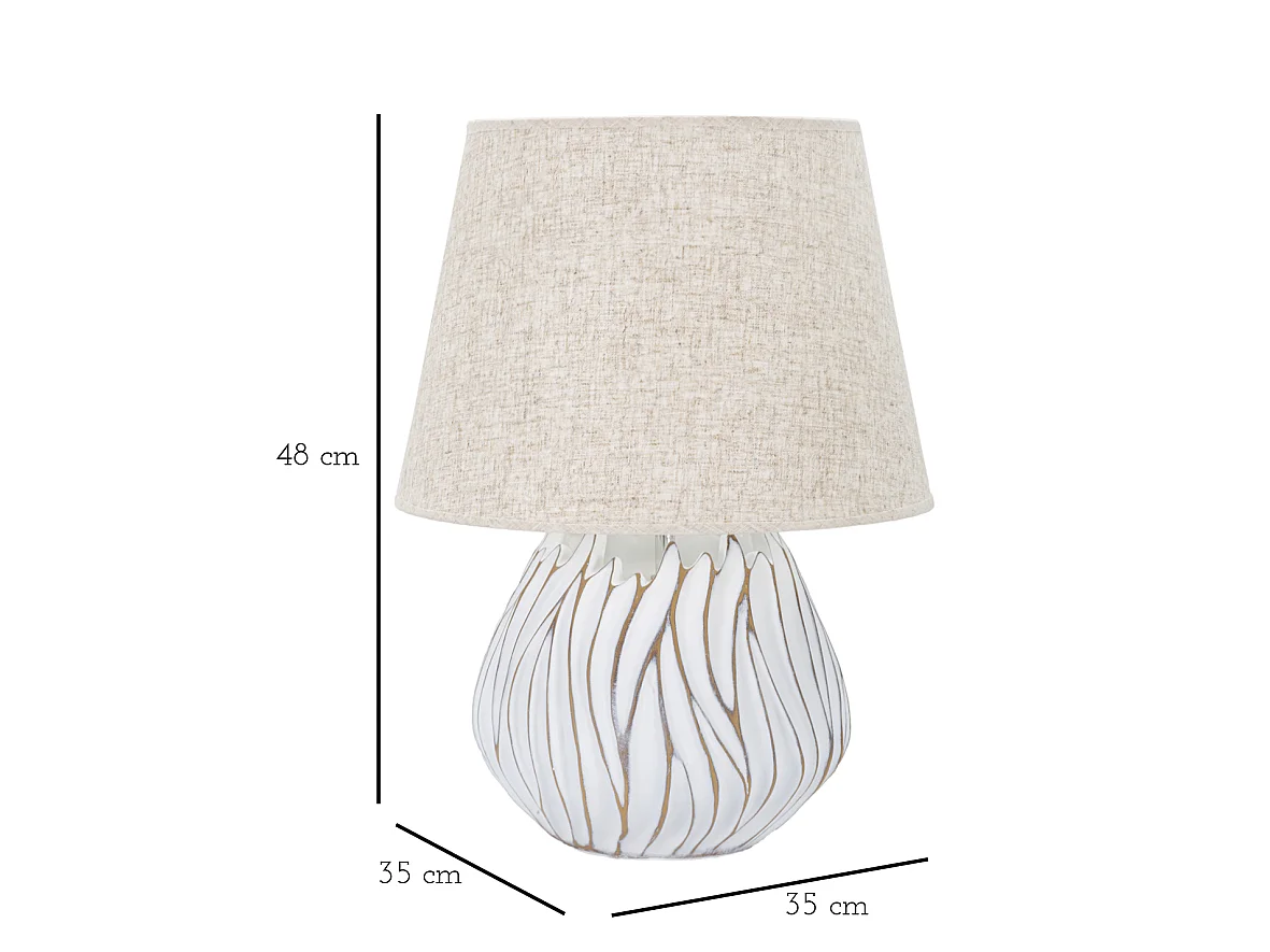 Lampe à Poser en Résine "Honduras" 48cm Blanc & Naturel