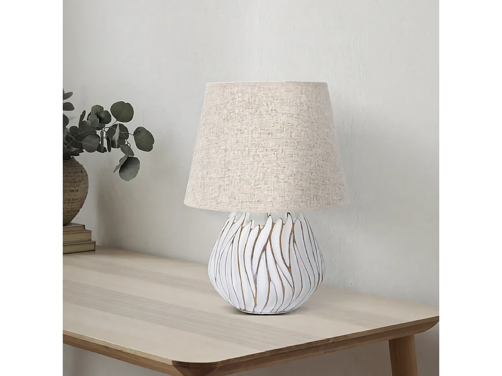 Lampa stołowa Polyresinhonduras, kolor bielony, 35 x 35 x 48 cm, 1 x E27, Mauro Ferretti
