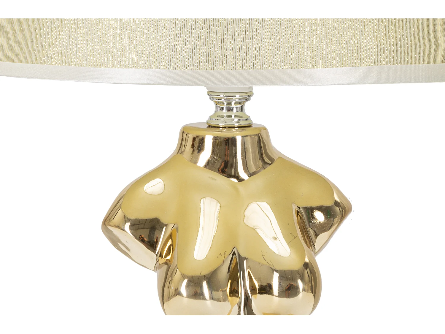 Lampada da tavolo in ceramica dorata con paralume Ø cm 25x39,5