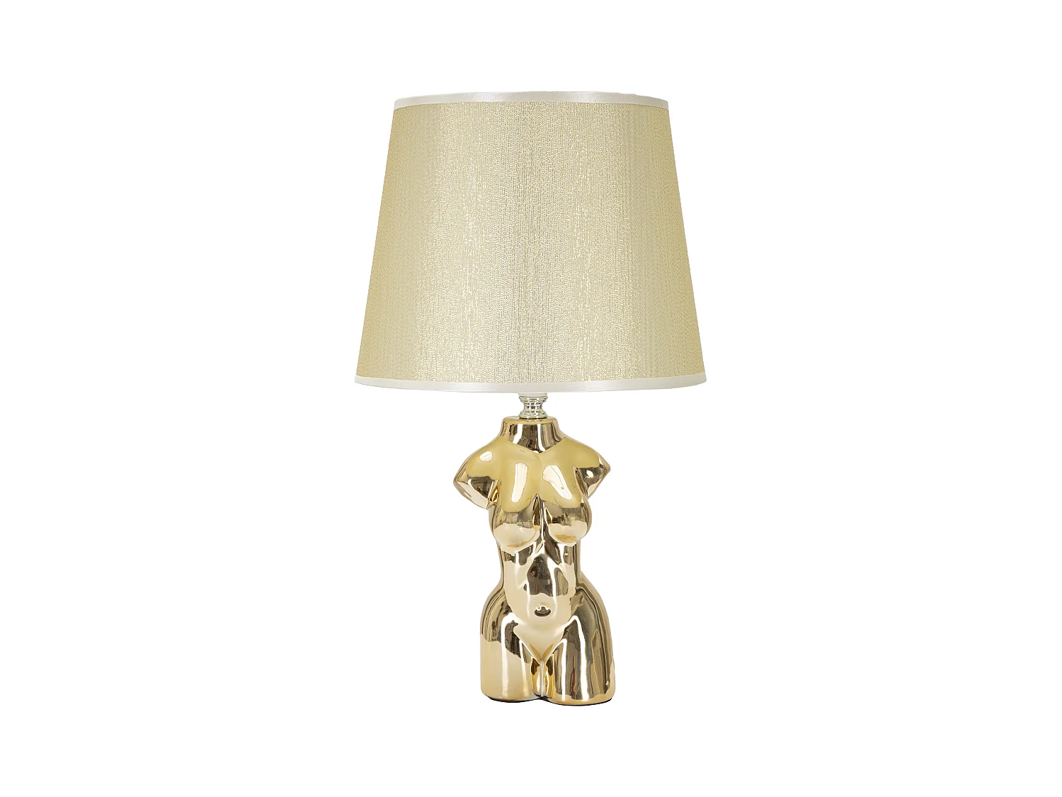 Lampe à poser - Design artistique en céramique et métal - Abat-jour en tissu beige - Dimensions Ø 25x39,5 cm