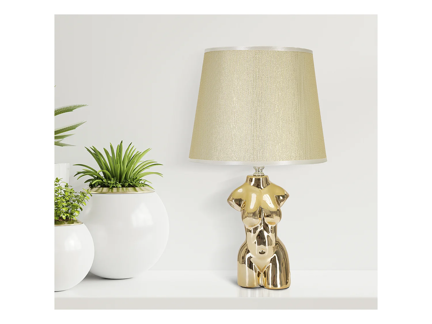 Lampe à Poser en Céramique "Woman" 42cm Or