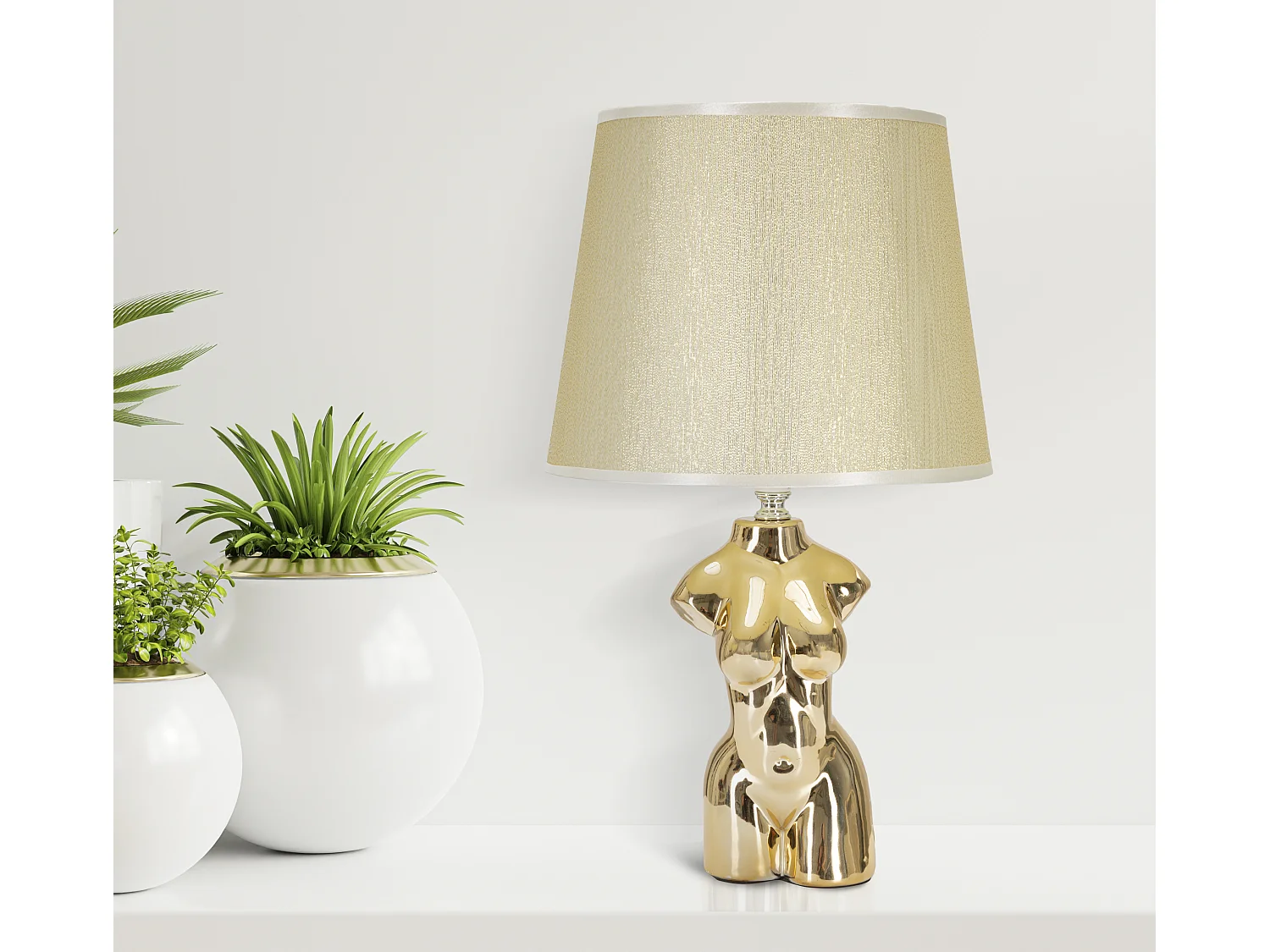 Lampe à Poser en Céramique "Woman" 42cm Or