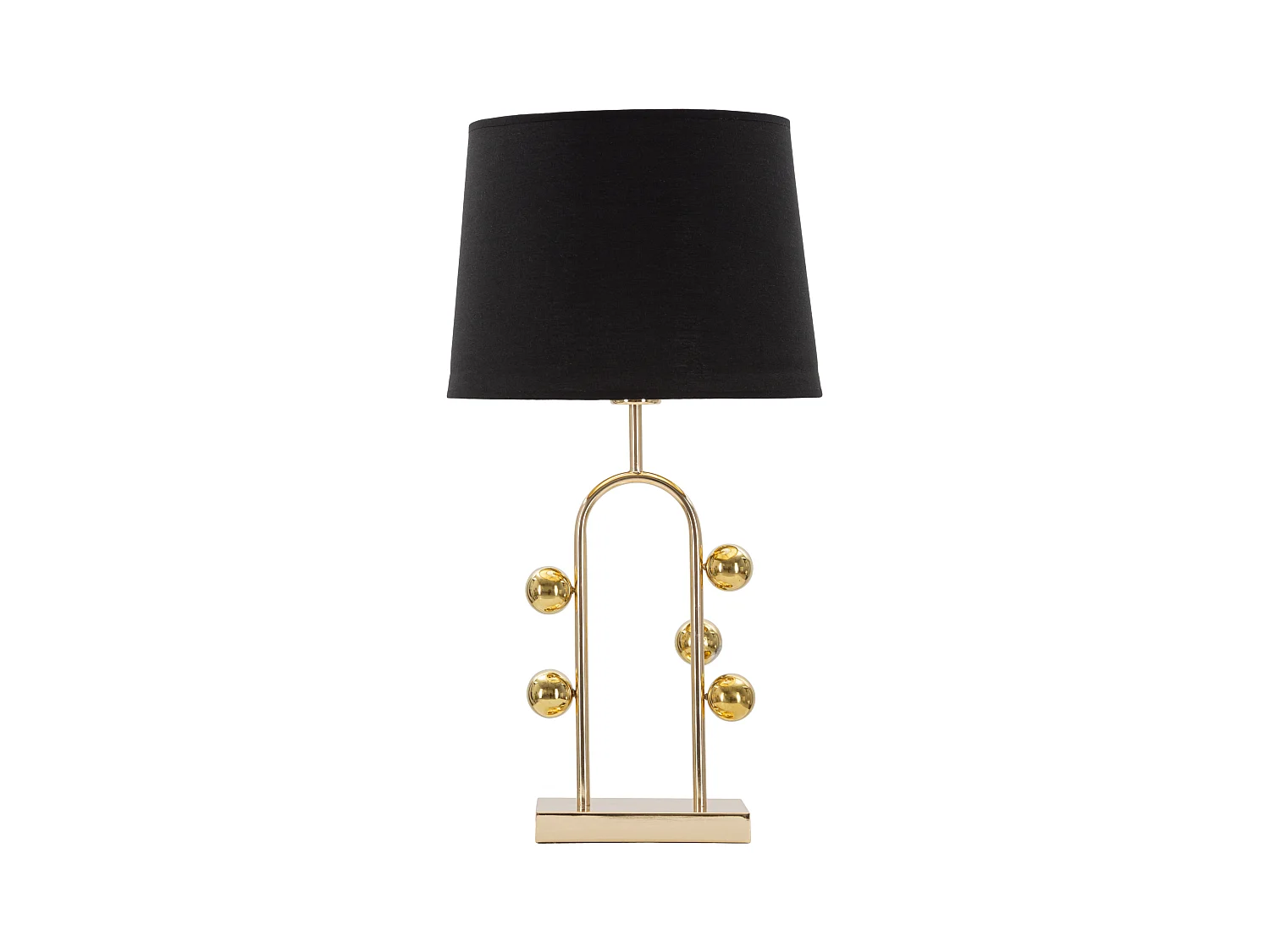 Lampe à poser - Globe décoratif et abat-jour en tissu noir - Dimensions Ø 32,5 cm x H 61 cm - Matériaux : fer, papier et tissu