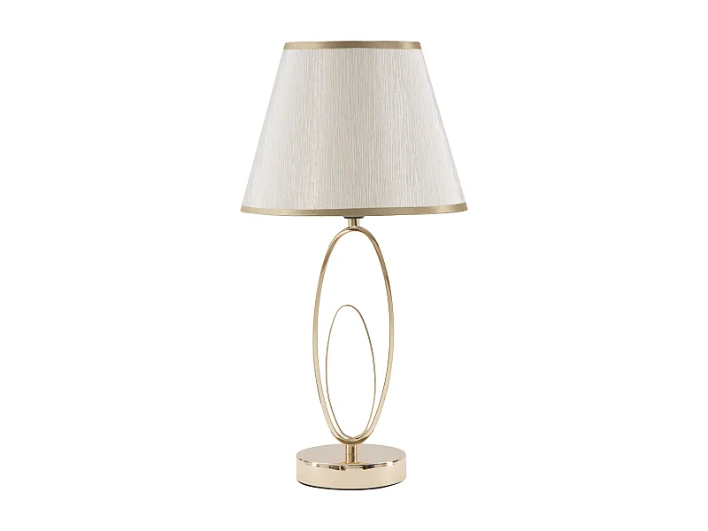 Lampada da tavolo in metallo dorata con paralume beige Ø cm 24x47
