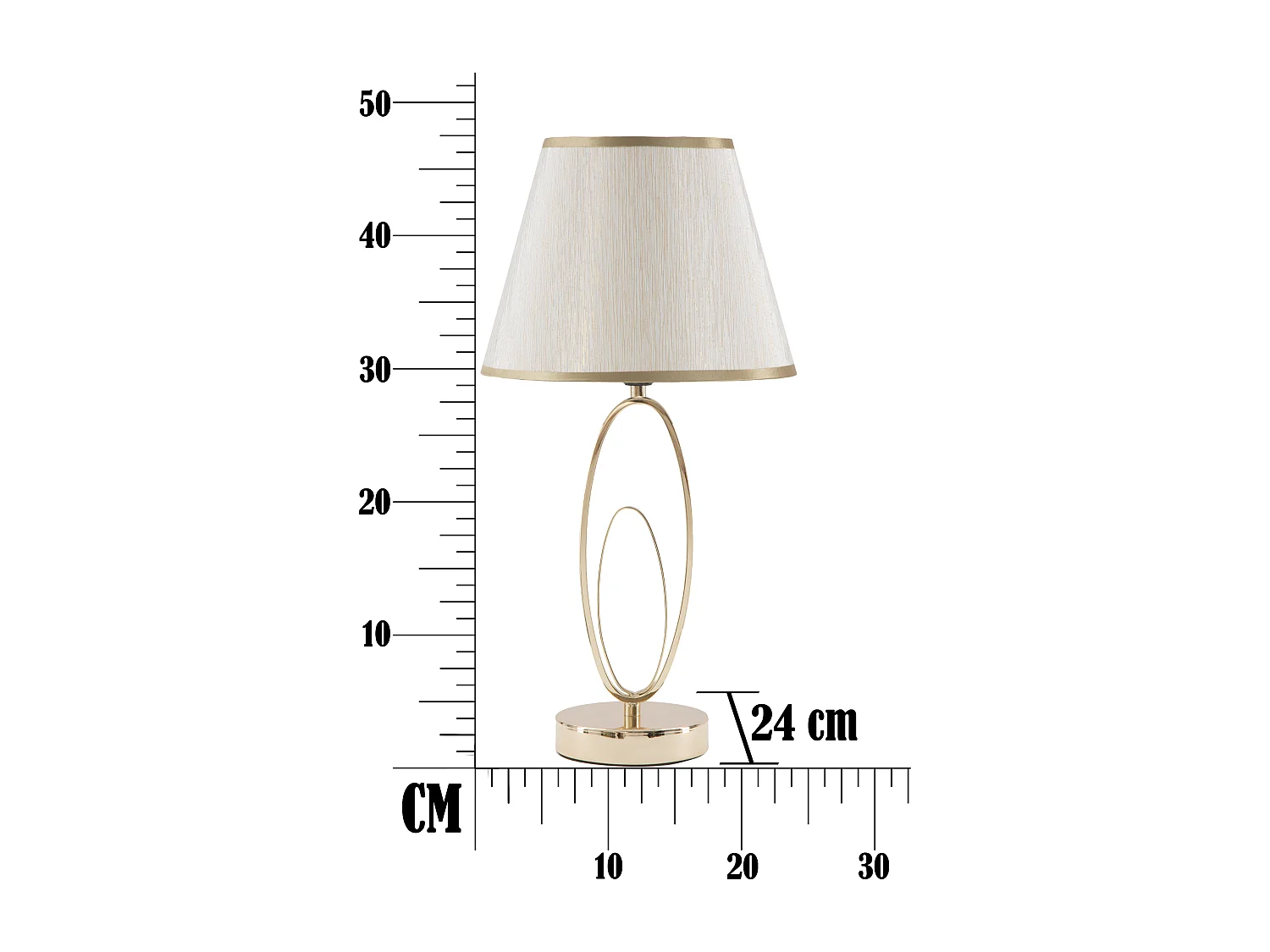 Lampada da tavolo in metallo dorata con paralume beige Ø cm 24x47
