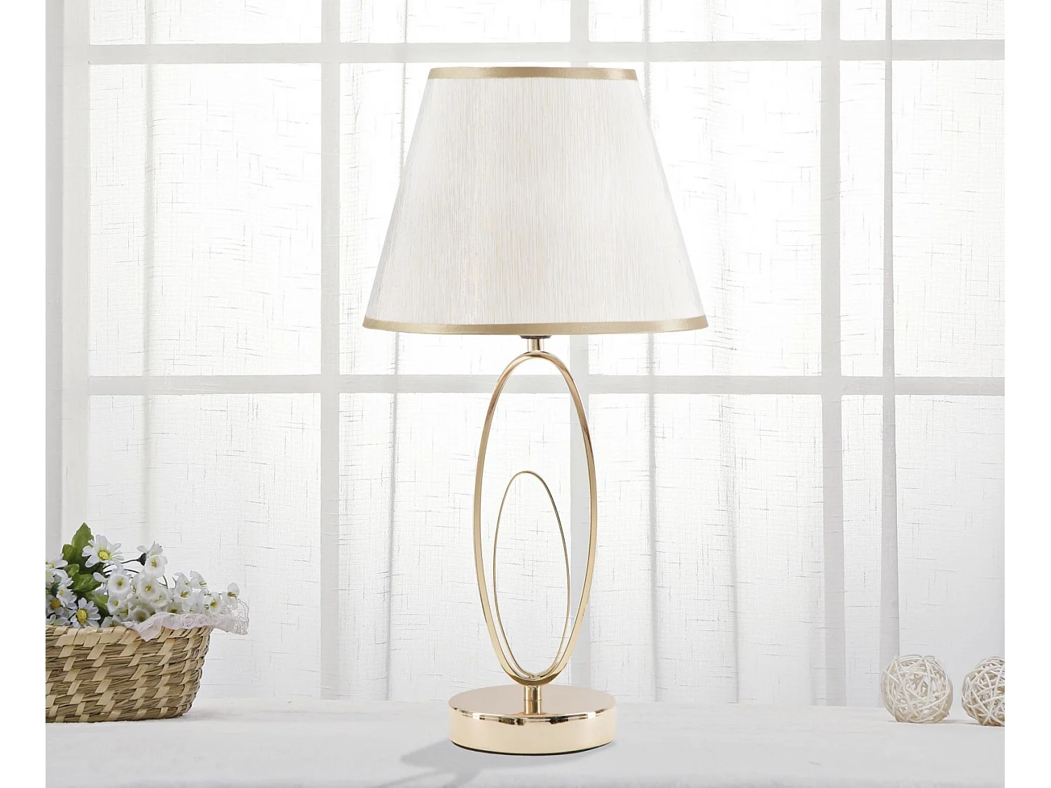 Lampe à Poser en Métal "Flush" 47cm Crème & Or