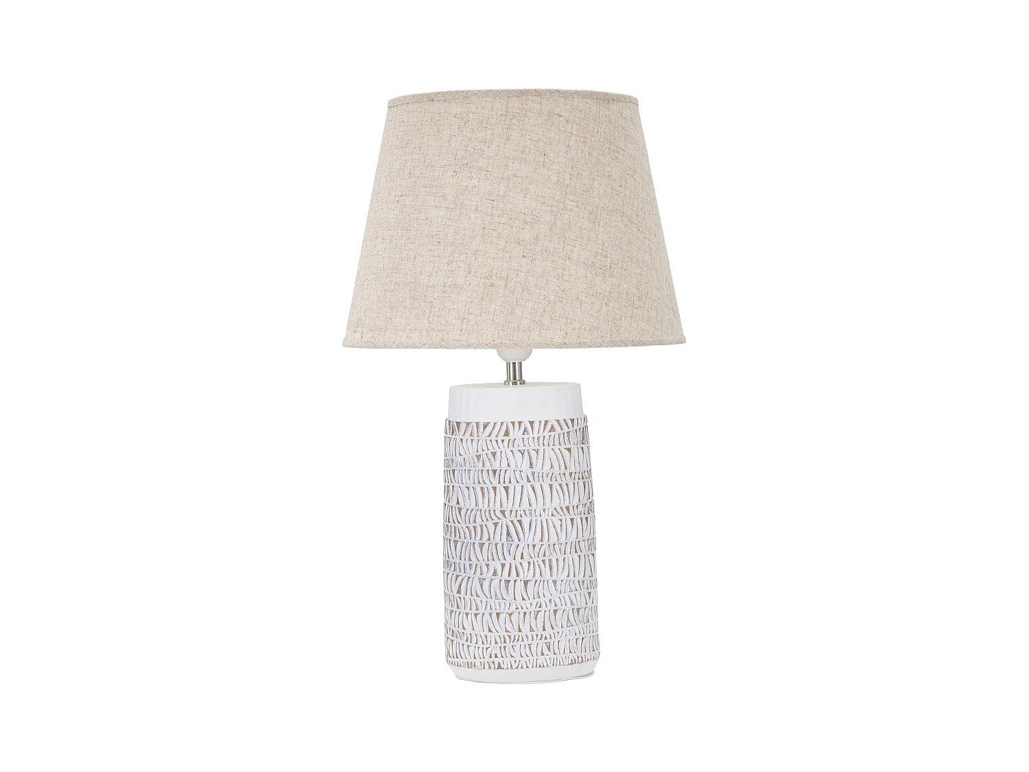 Lampada da tavolo in resina bianca con paralume beige Ø cm 35x60,5