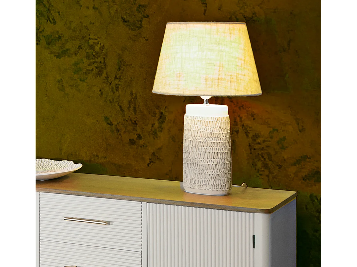 Lampe à Poser en Résine "Nairobi" 60cm Blanc & Naturel