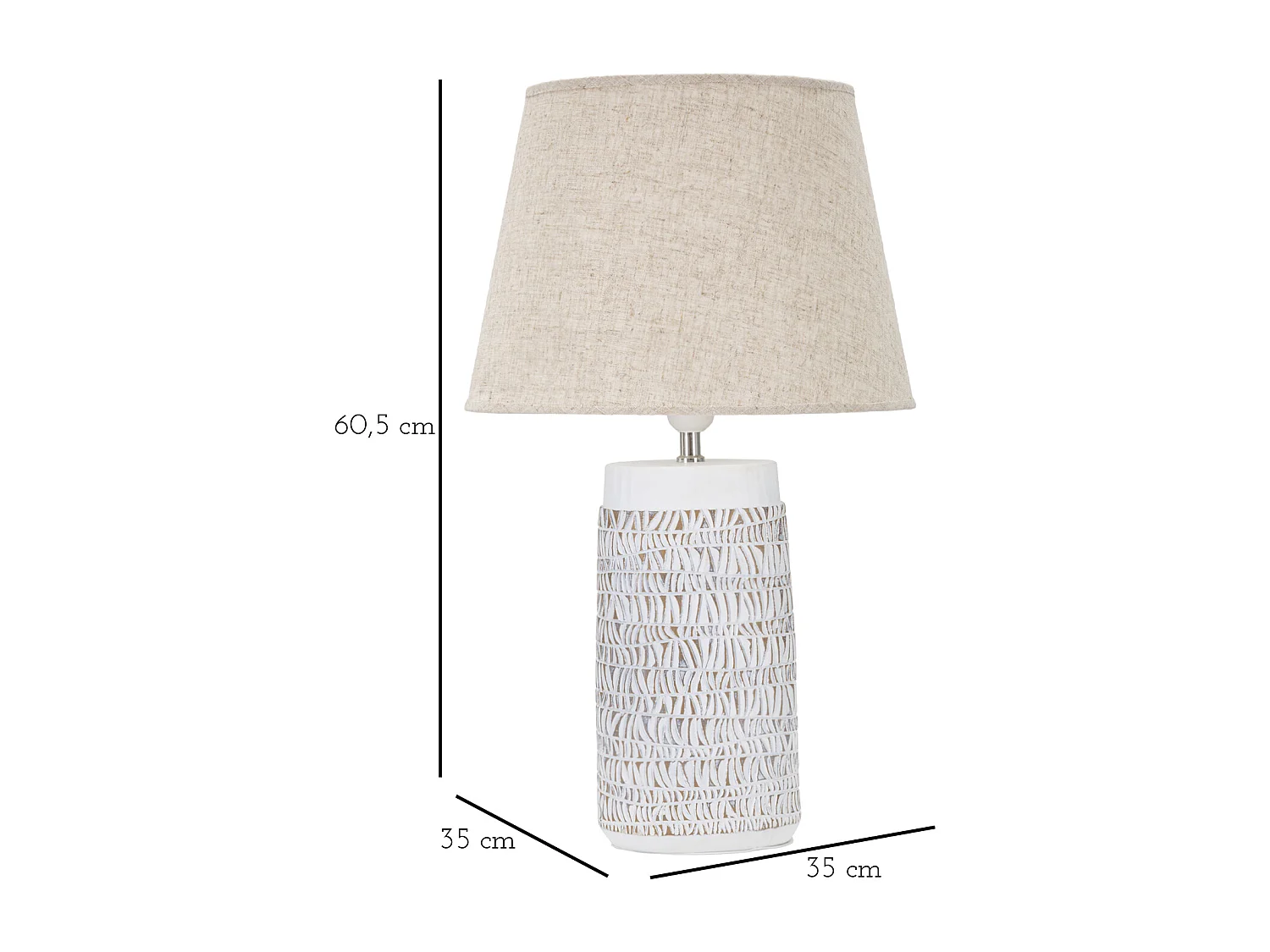 Lampe à Poser en Résine "Nairobi" 60cm Blanc & Naturel