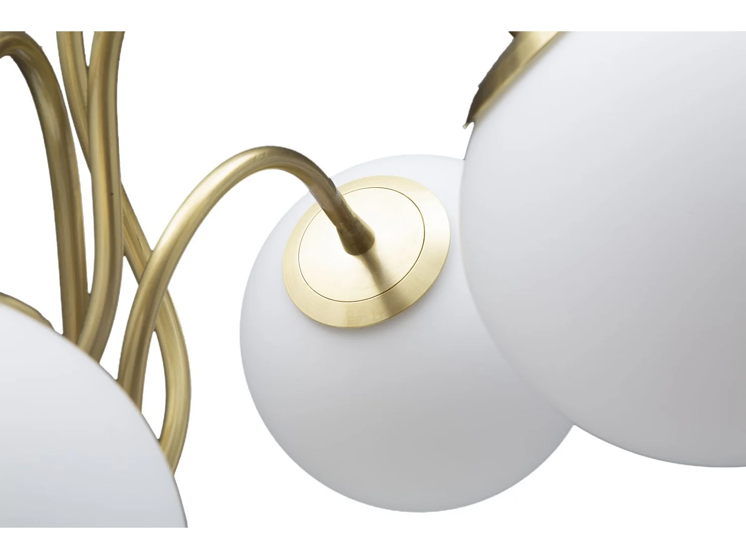 Lampada da tavolo in metallo dorata con 4 sfere in vetro Ø cm 53x74