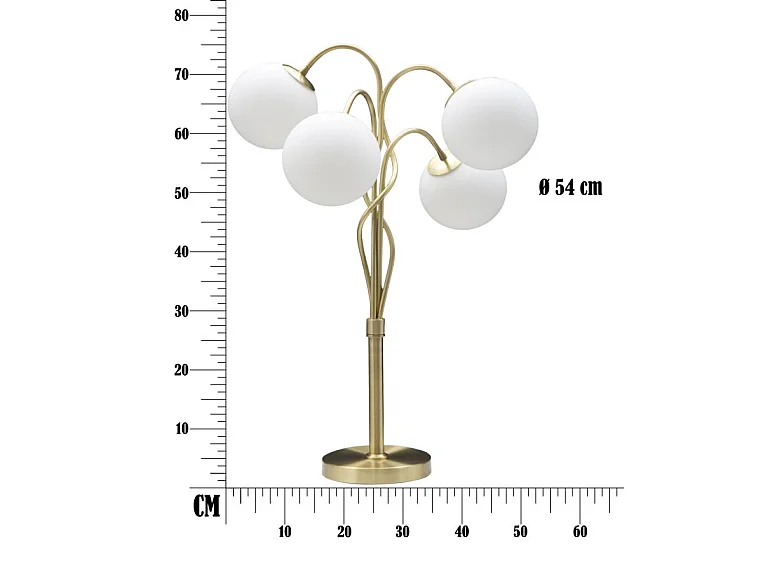 Lampe à Poser Design 4 Sphères "Glamy" 74cm Blanc & Or