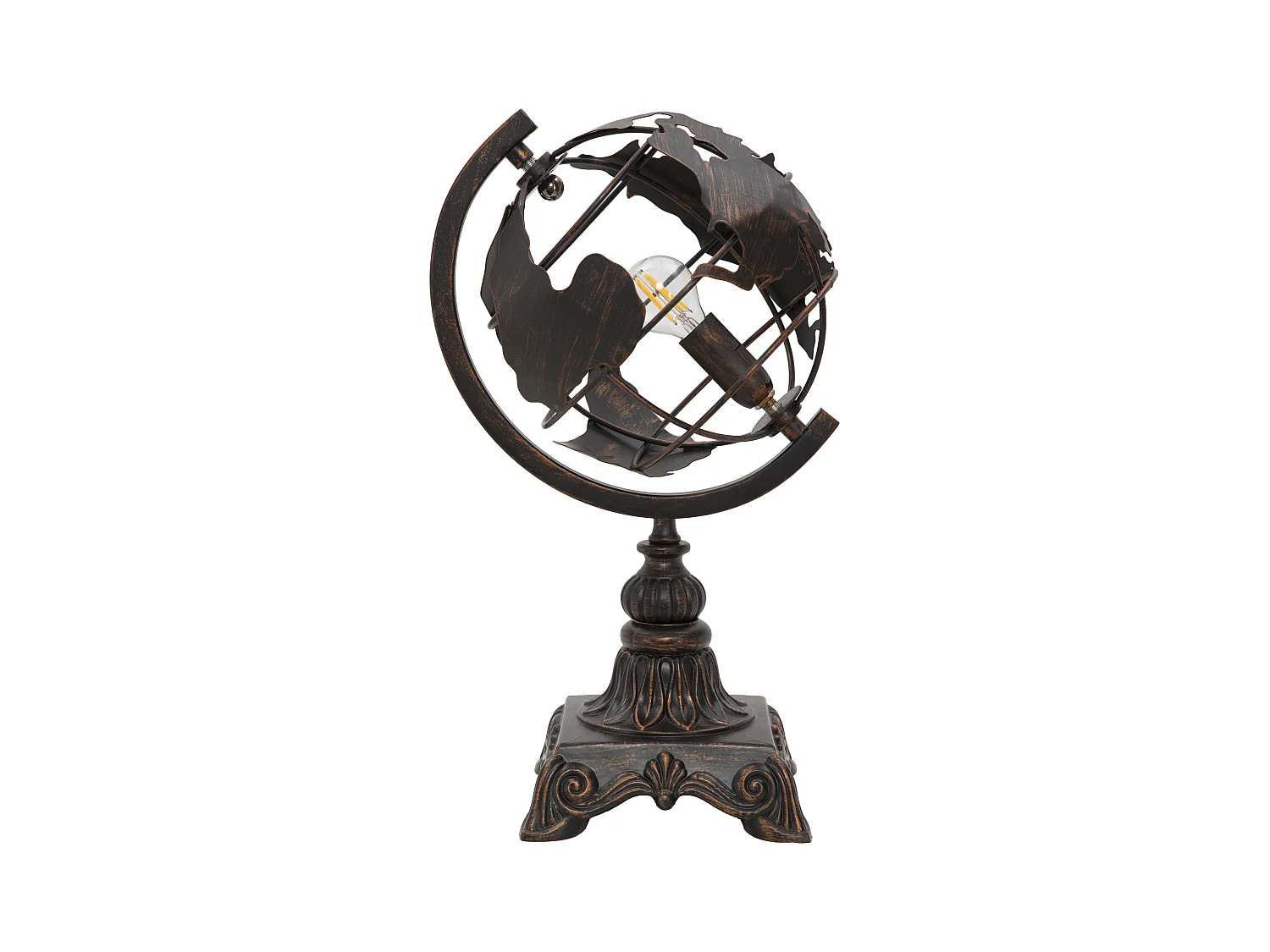 Lampe de table en métal marron en forme de globe cm 24x20x40
