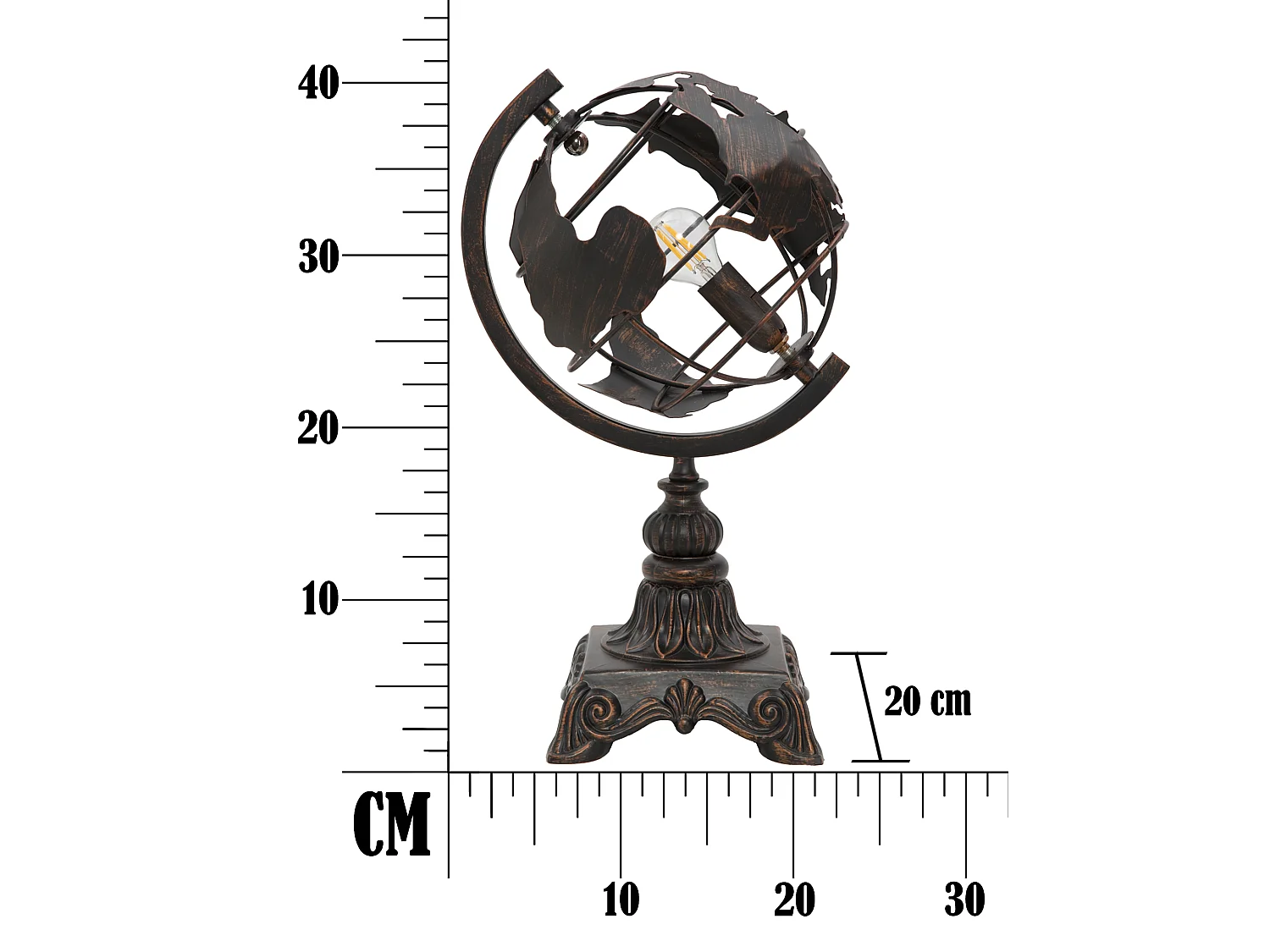 Lampe à Poser en Métal "World" 40cm Noir