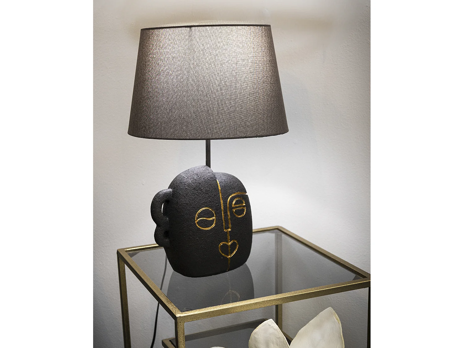 Lampe à Poser en Résine "Tribal" 46cm Marron