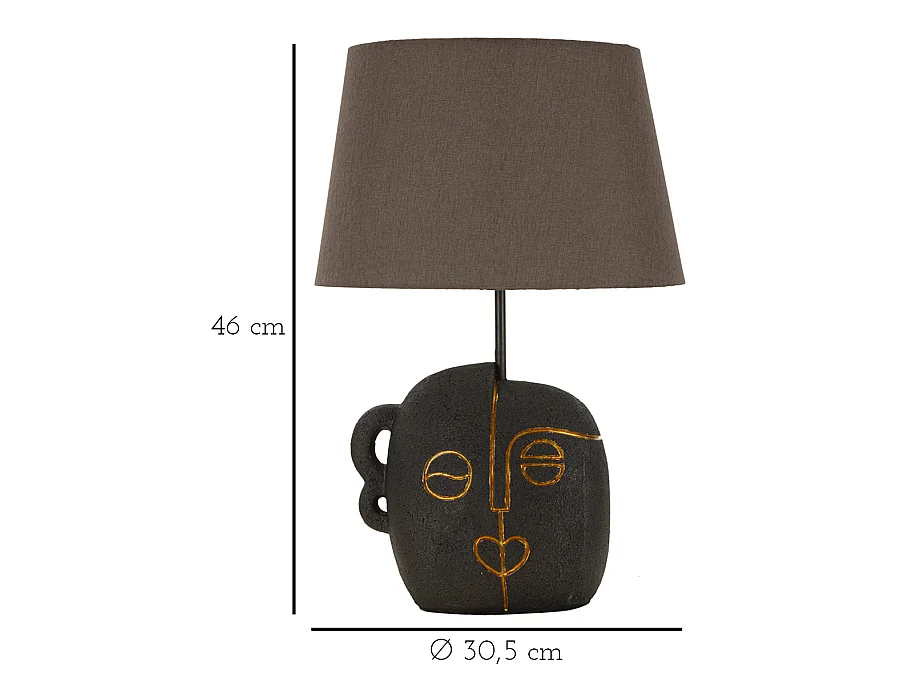 Lampe à Poser en Résine "Tribal" 46cm Marron