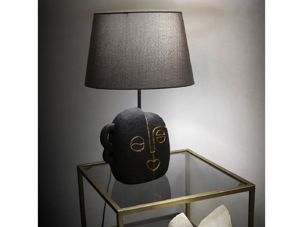 Lampa stołowa Tribal - A, kolor brązowy i złoty, 30,5 x 30,5 x 46 cm, 1 x E27, max. 40 W