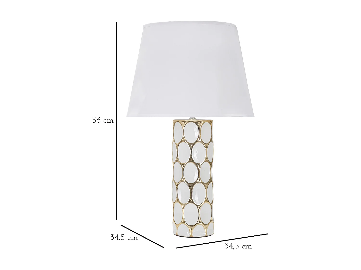 Lampe à Poser en Céramique "Carv" 56cm Blanc & Or