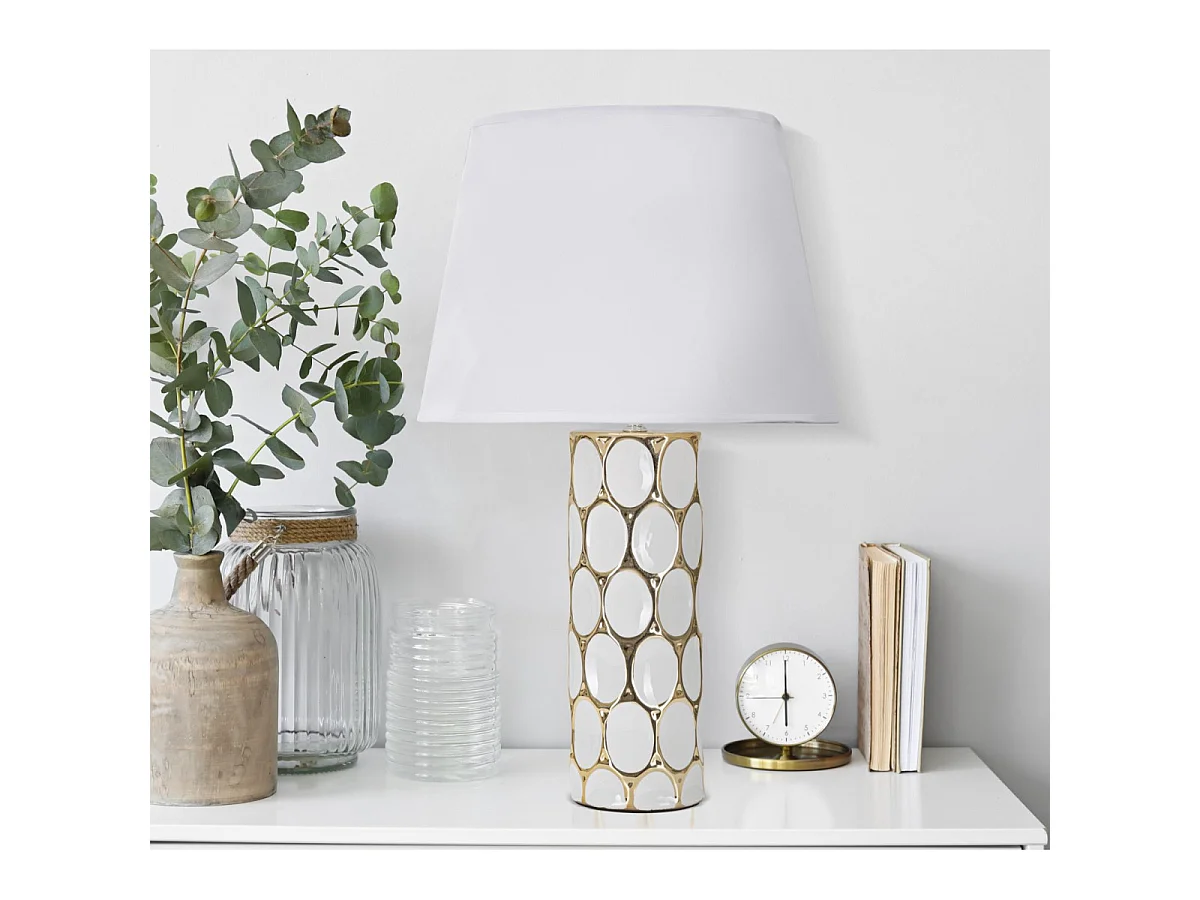 Keramik-Tischlampe mit Lampenschirm Glam Carv