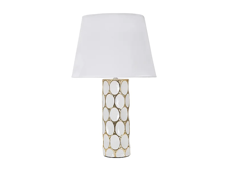 Lampe à Poser en Céramique "Carv" 56cm Blanc & Or