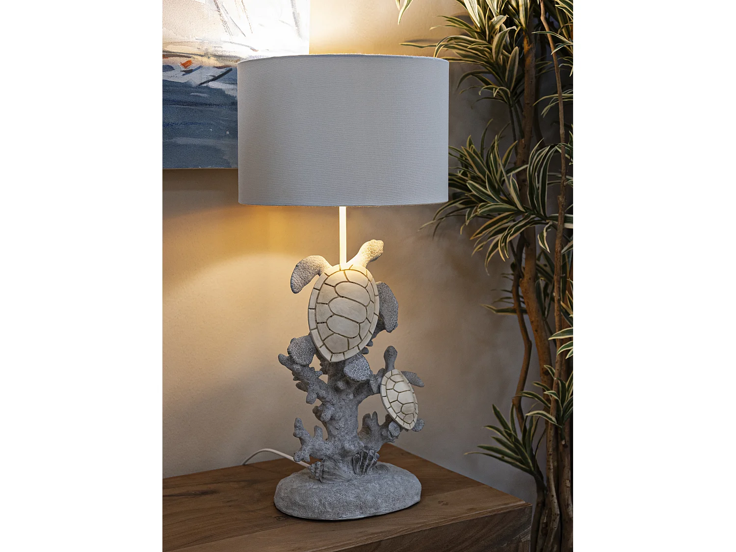 Lampe à Poser en Résine "Tortues" 63cm Multicolore