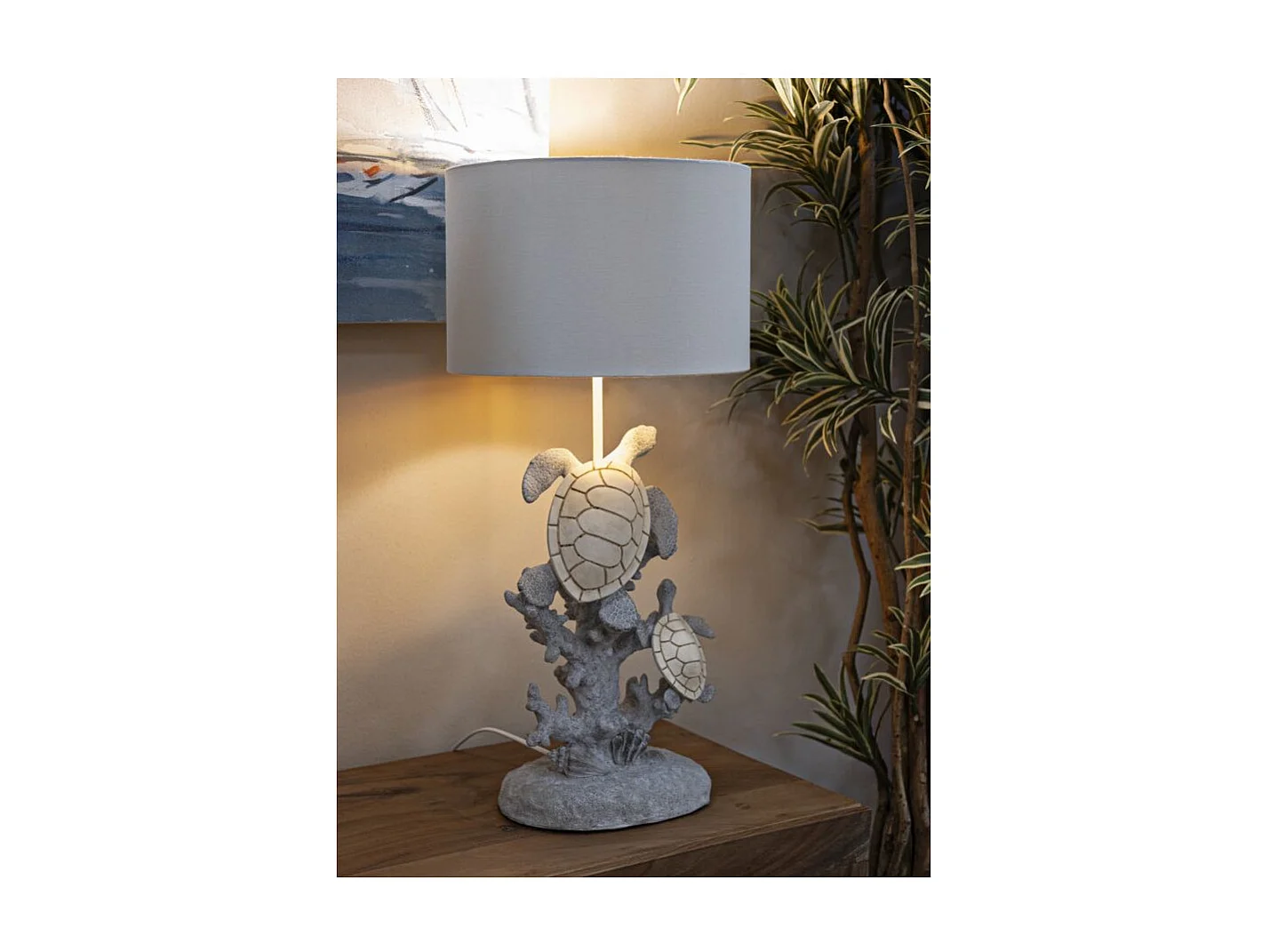 Lampe à Poser en Résine "Tortues" 63cm Multicolore