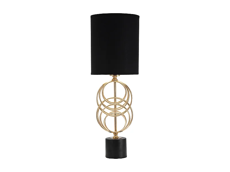 Lampada da tavolo in metallo dorata con paralume nero  Ø cm 20x58,5