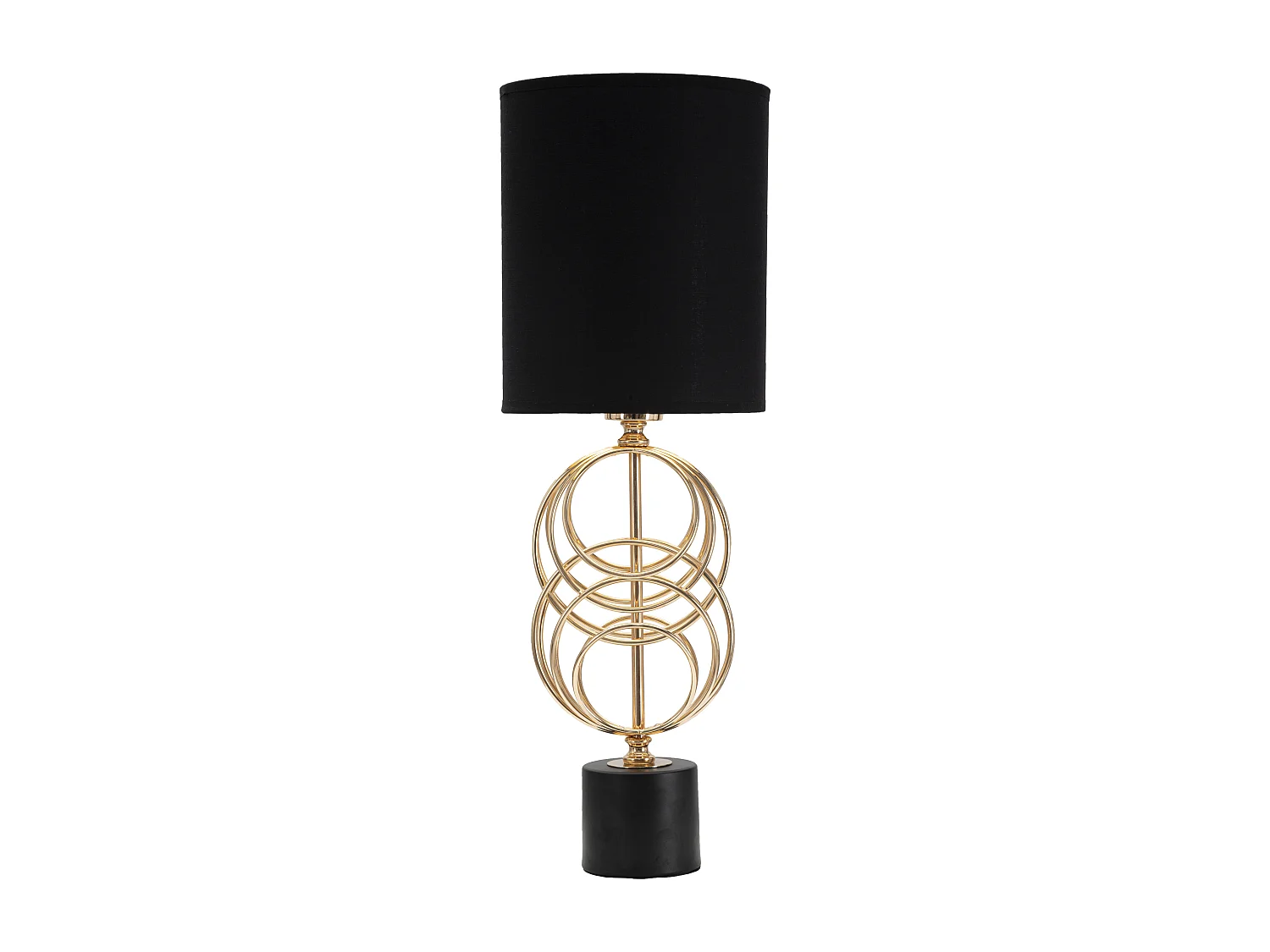 Lampada da tavolo in metallo dorata con paralume nero  Ø cm 20x58,5