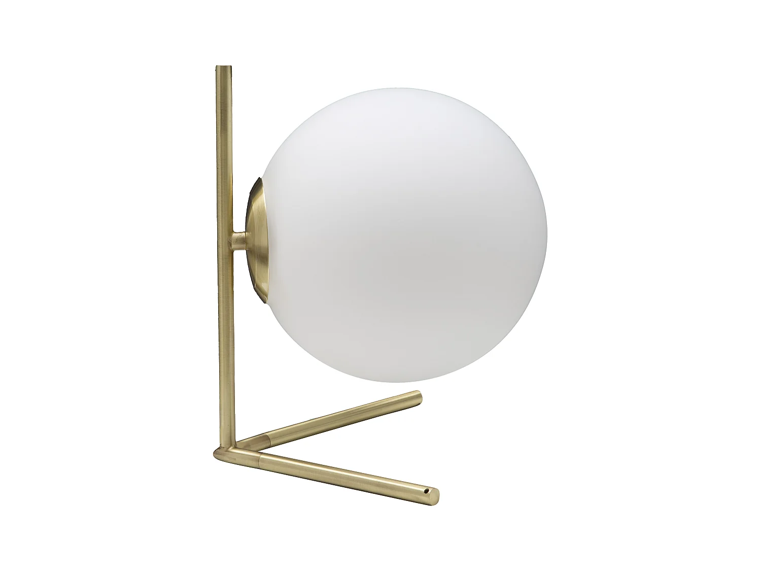 Lampe de Table GLAMY LOW - Design Élégant avec Sphère en Verre Opalin et Métal Doré - Dimensions 25x25x27 cm - Matériaux Fer et Verre