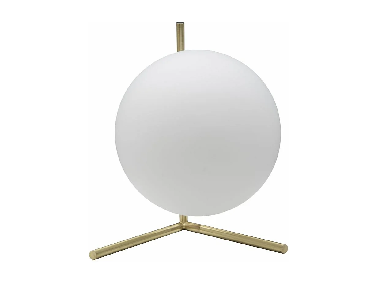 Lampada da tavolo in metallo dorata con sfera in vetro cm 25x25x27