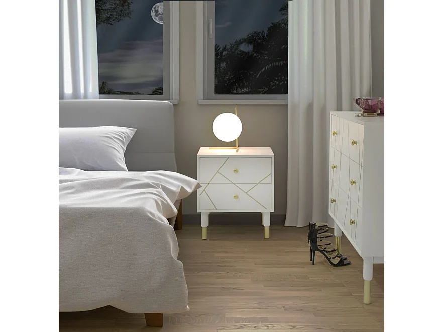 Lampe à Poser Sphère "Glamy" 27cm Blanc & Or