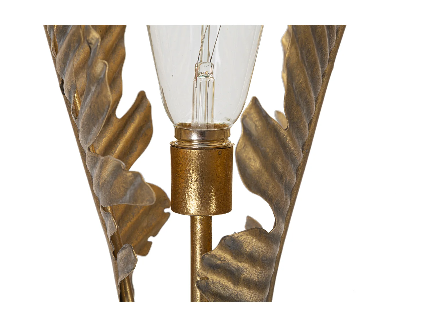 Lampada da tavolo in metallo dorata con foglie Ø cm 26x65