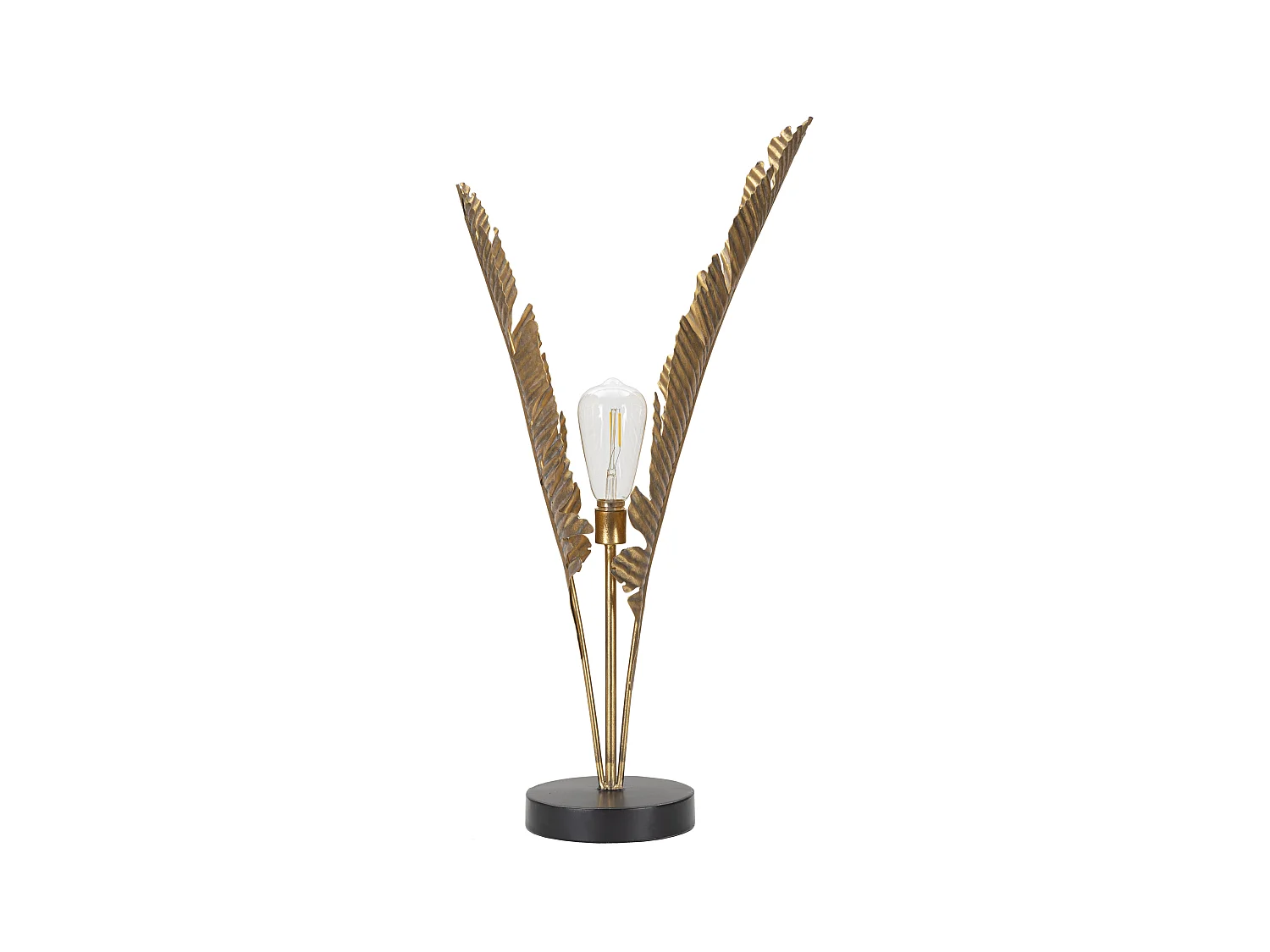 Lampe à poser - Feuilles de palmier inspirées du métal - Base ronde - Dimensions Ø 26x65 cm - Parfait pour les ambiances tropicales et contemporaines