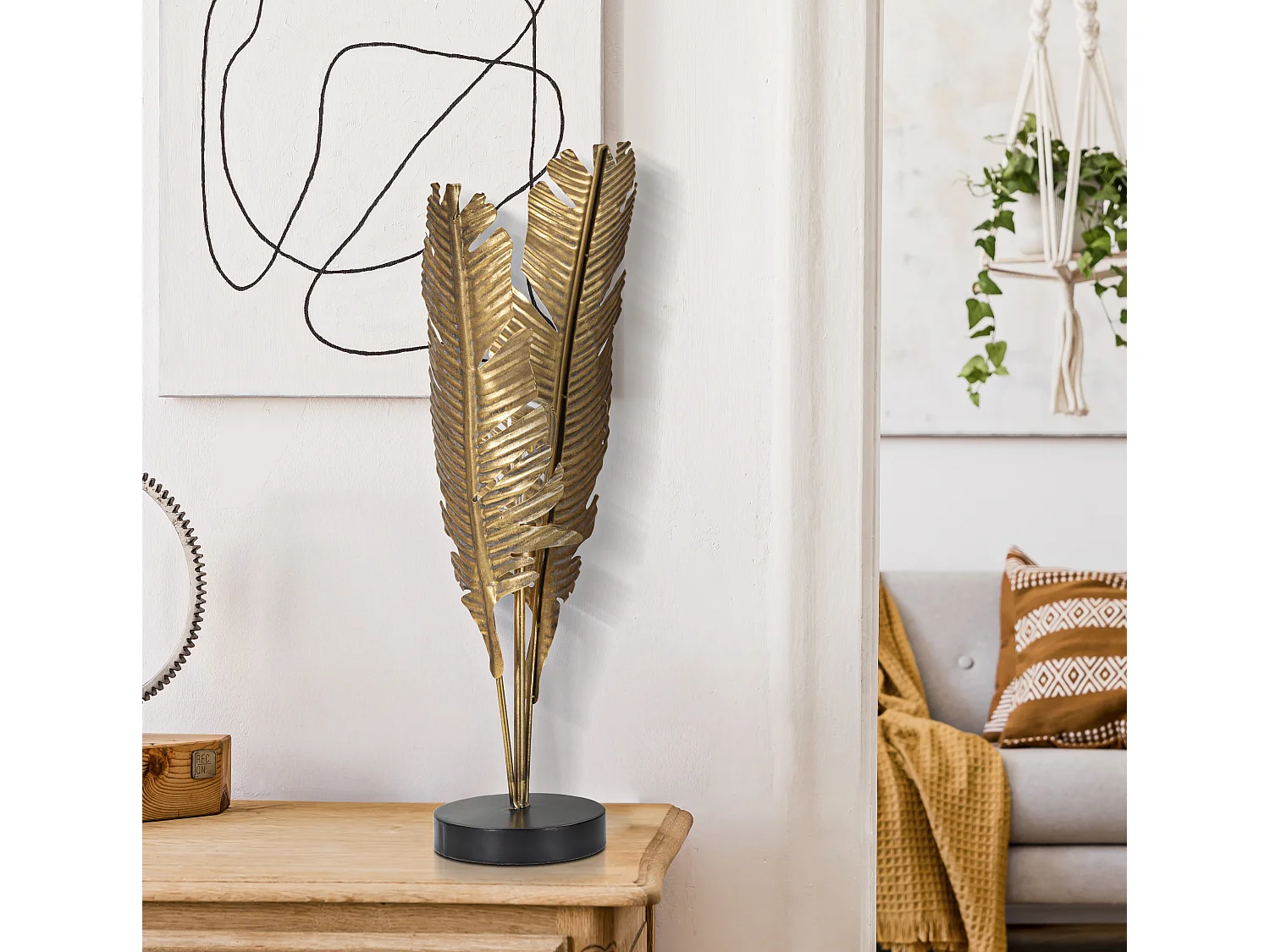 Lampe à Poser en Métal "Palm" 65cm Or