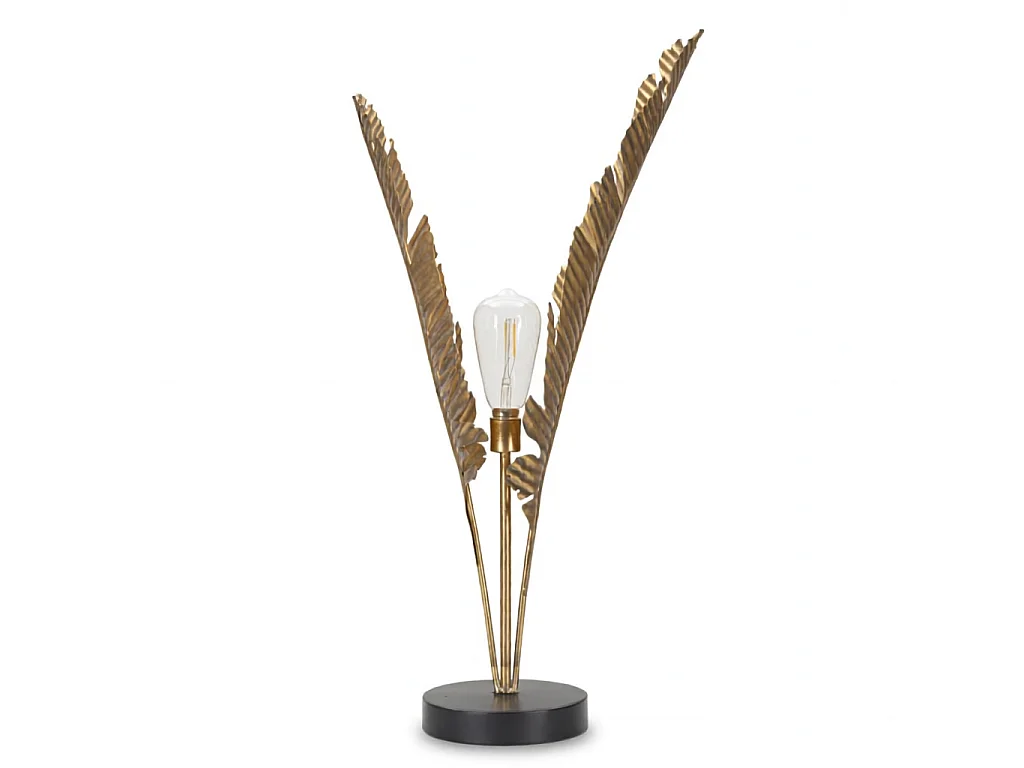 Lampa stołowa Palm, kolor złoty, żelazo, 26 x 26 x 65 cm, 1 x E27, max. 40 W, motyw: palma