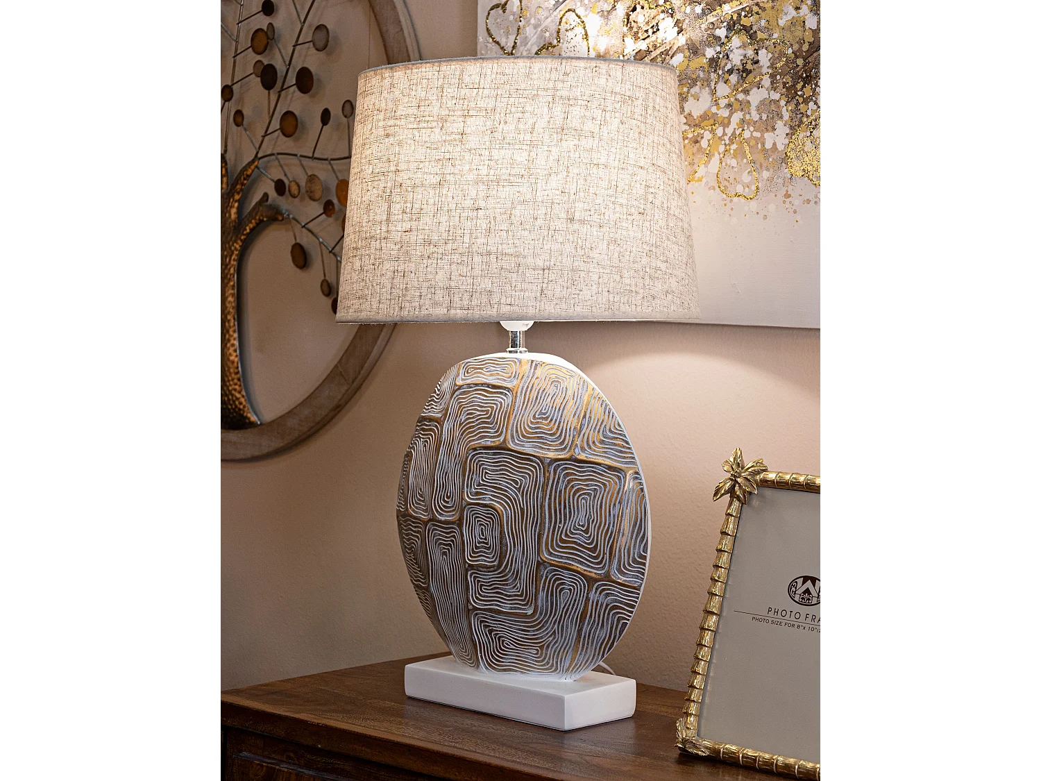 Lampe à Poser en Résine "Elips" 68cm Or