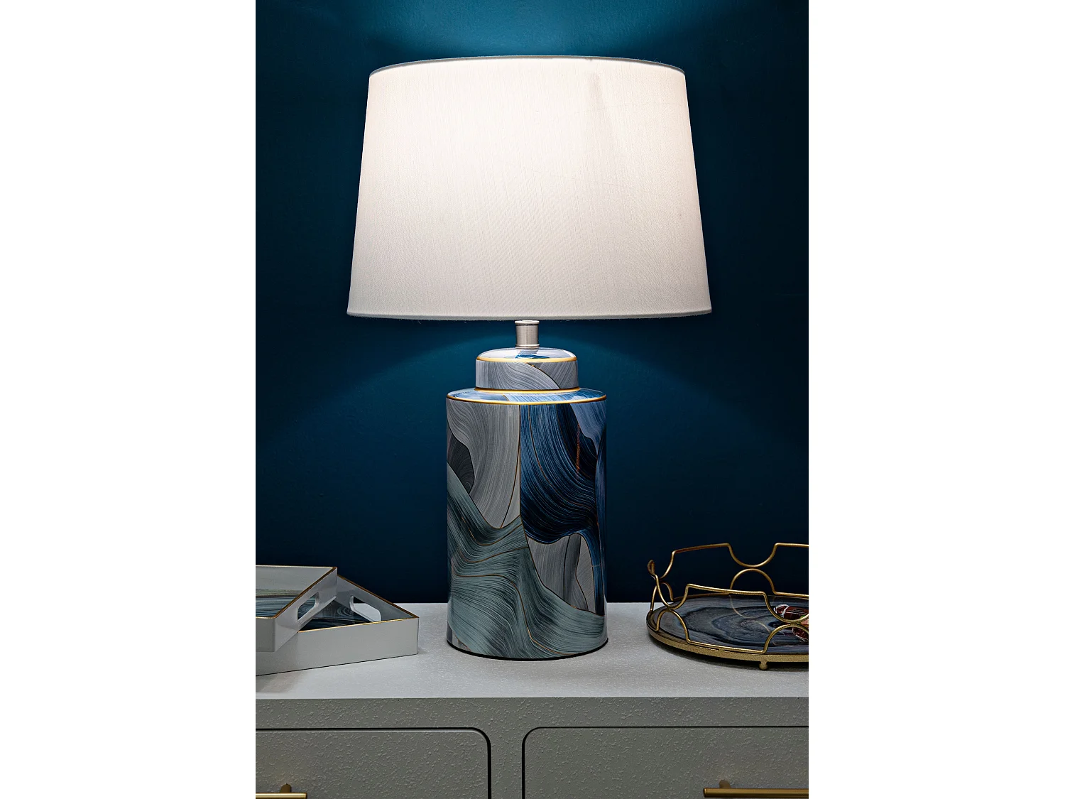Lampe à Poser en Céramique "Elegant" 64cm Bleu