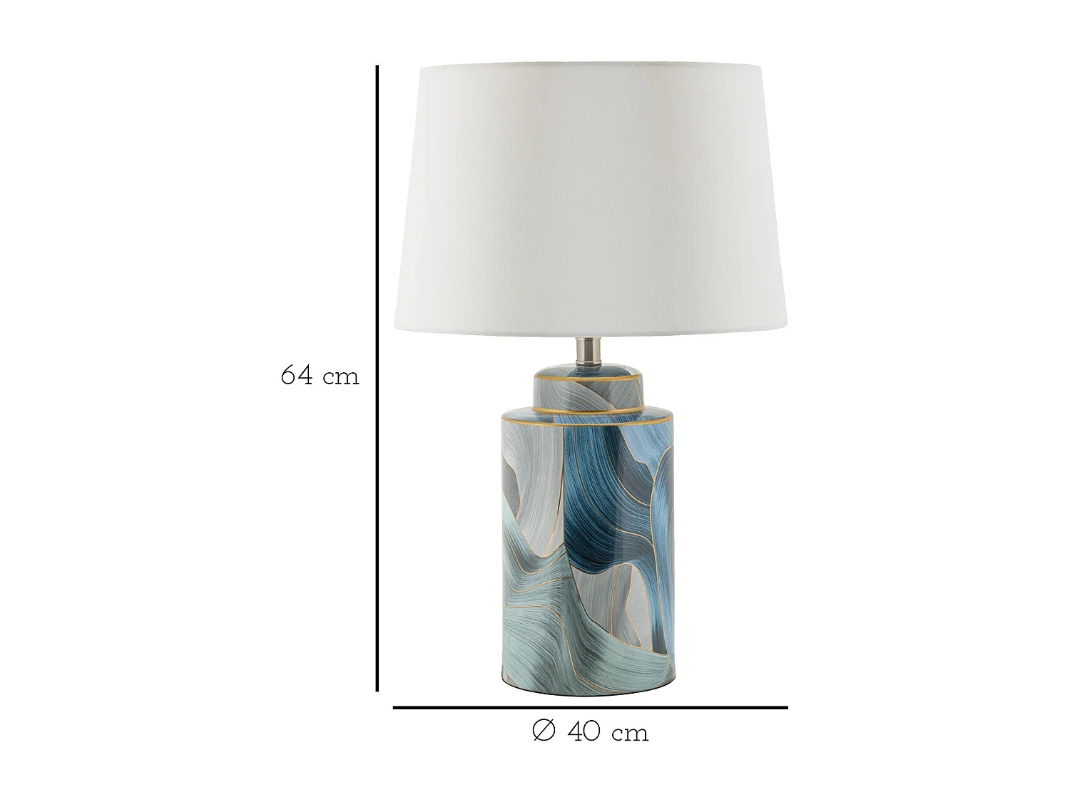 Lampe à Poser en Céramique "Elegant" 64cm Bleu