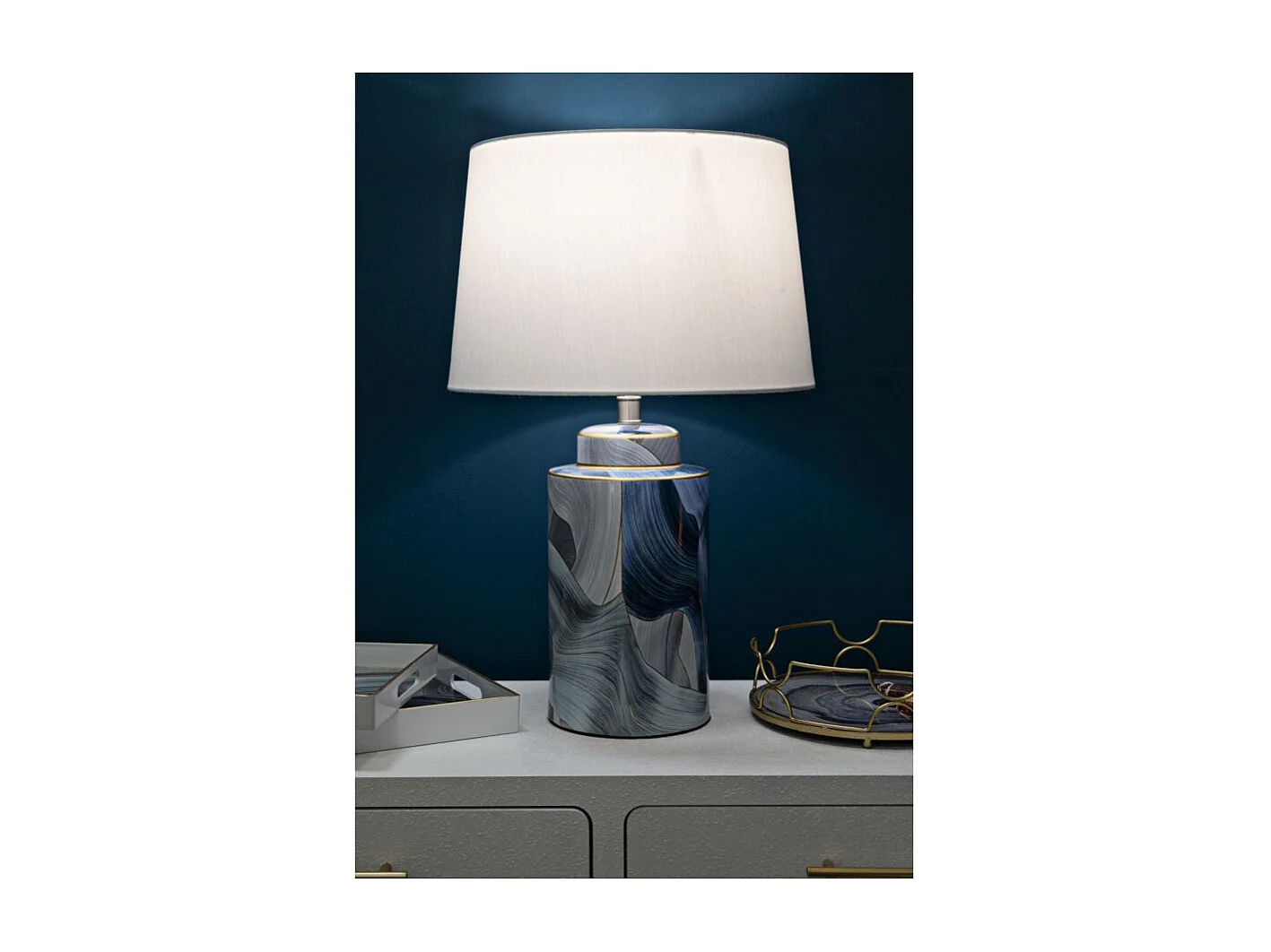 Lampe à Poser en Céramique "Elegant" 64cm Bleu