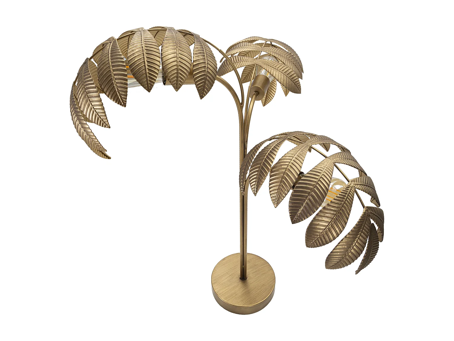 Lampada da tavolo in metallo dorata con foglie Ø cm 57x81