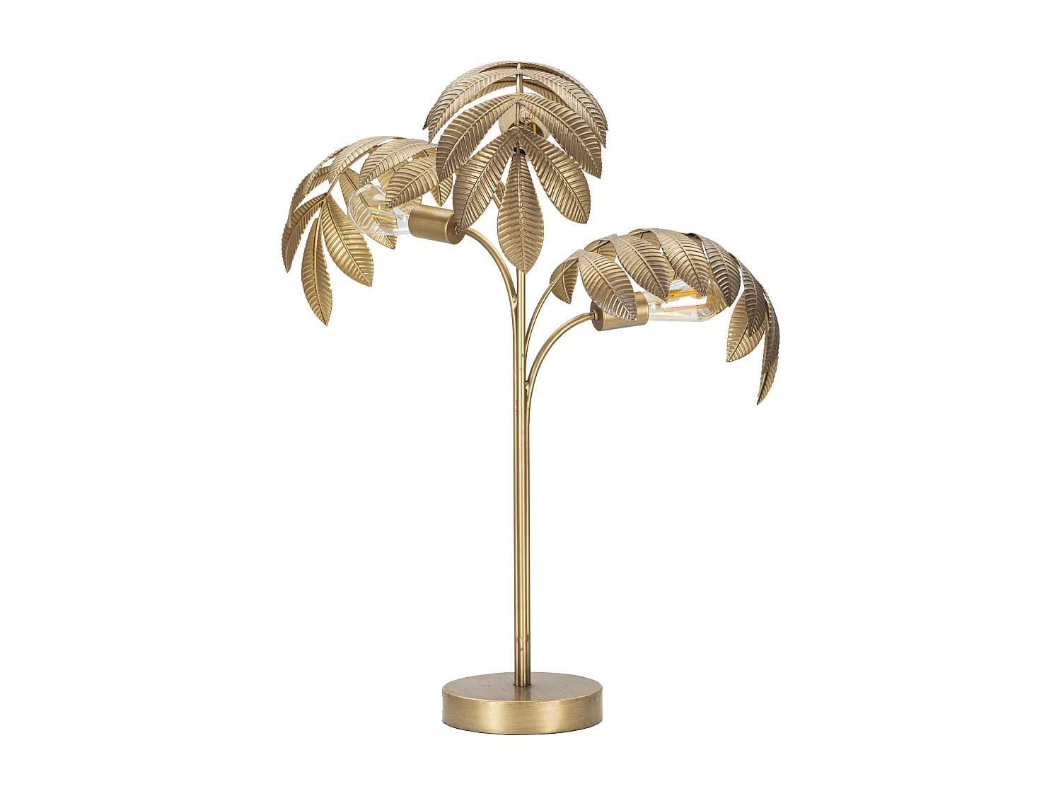 Lampada da tavolo in metallo dorata con foglie Ø cm 57x81