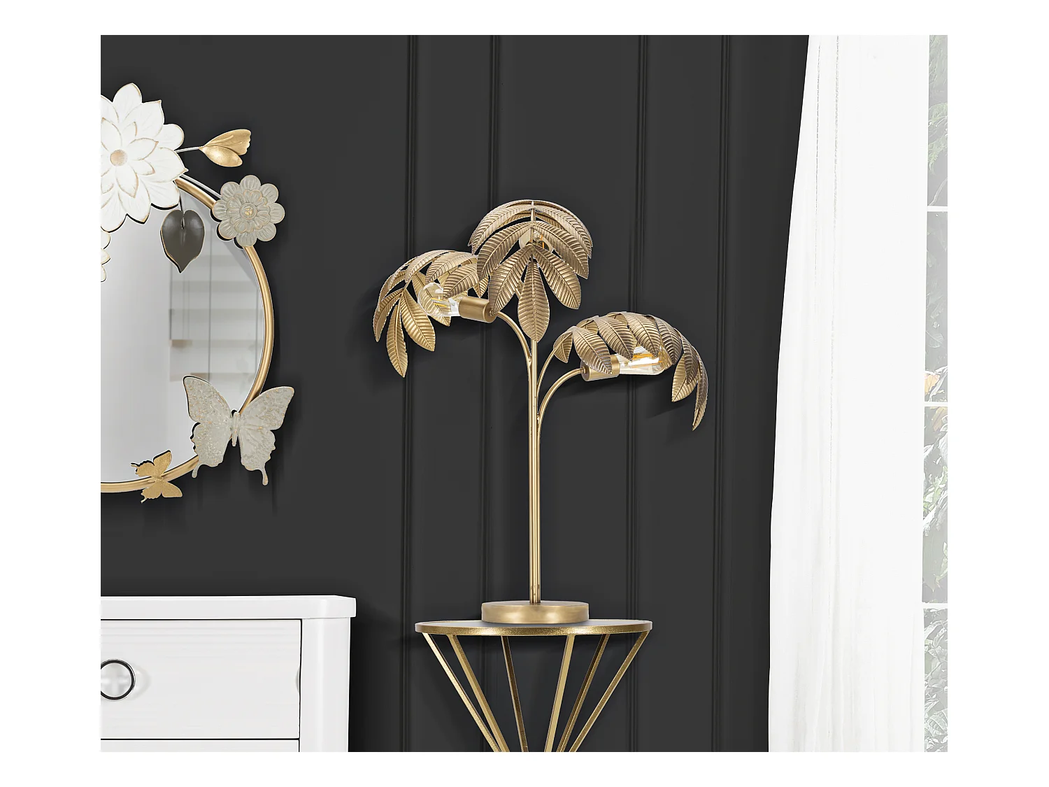 Lampe à Poser en Métal "Leaf" 81cm Or