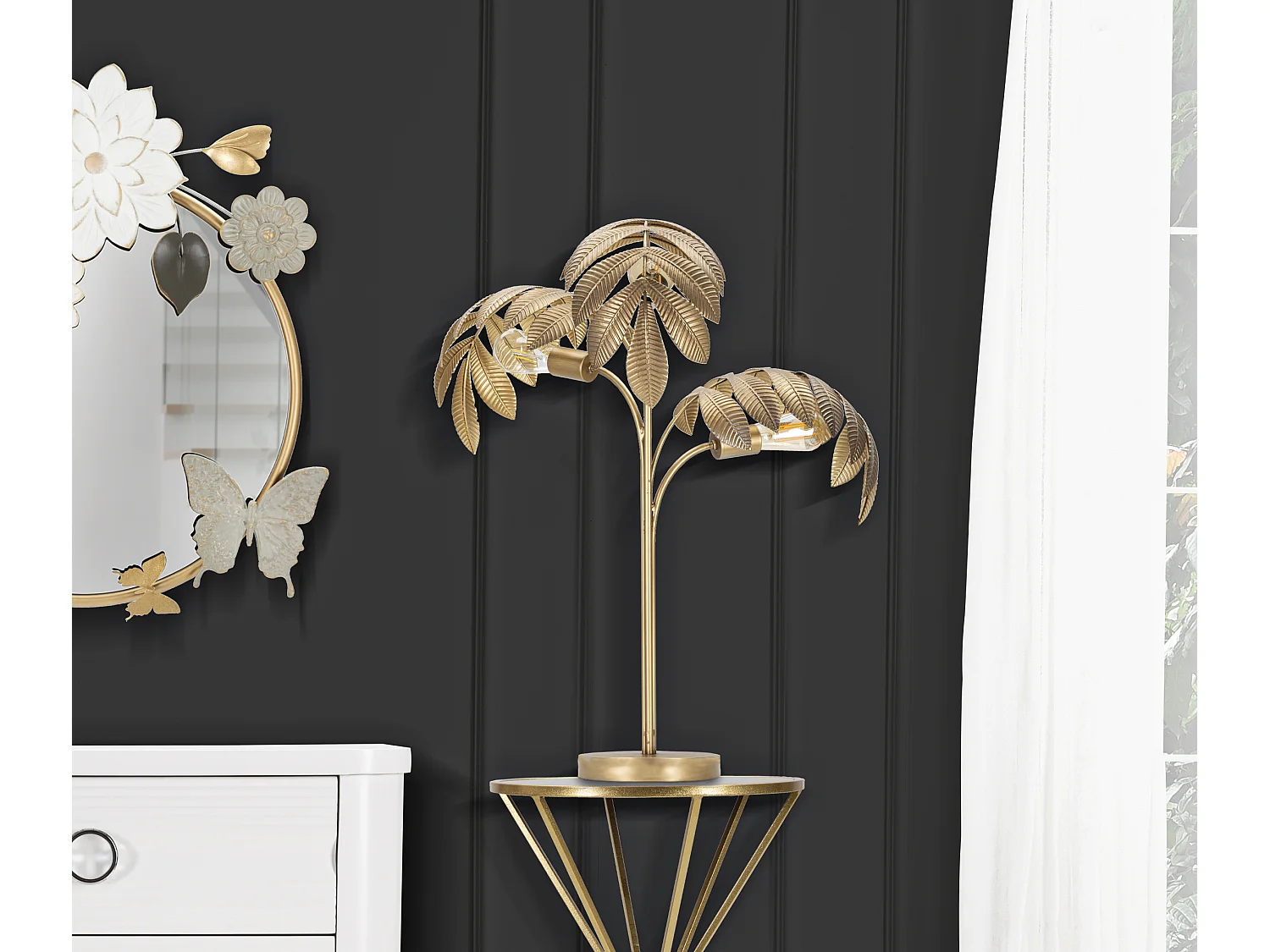 Lampe à Poser en Métal "Leaf" 81cm Or