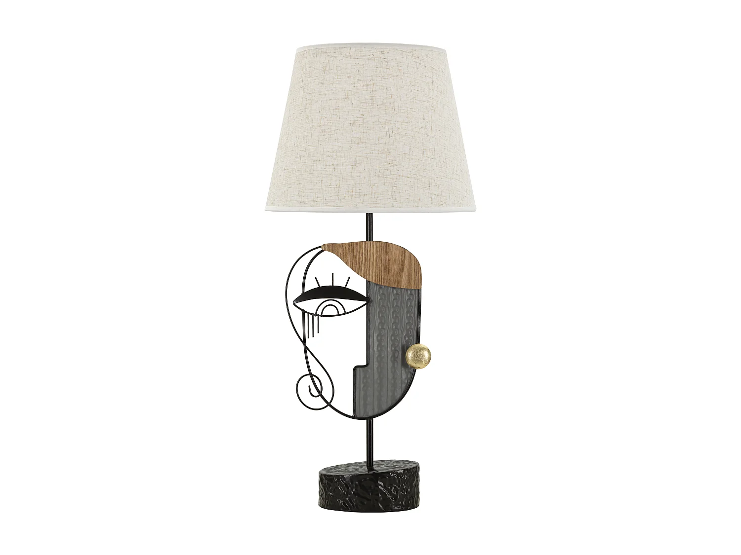 Lampe de table en métal et bois noir et marron Ø cm 29,8x64,8