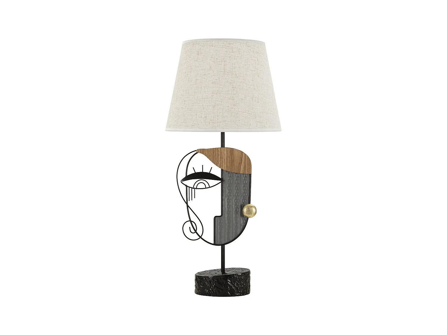 Lampe de table en métal et bois noir et marron Ø cm 29,8x64,8