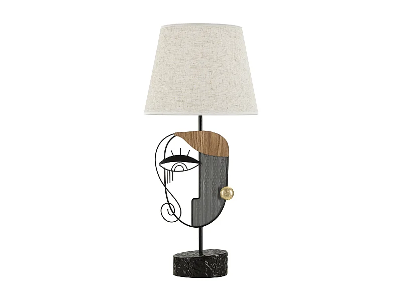 Lampe de table en métal et bois noir et marron Ø cm 29,8x64,8