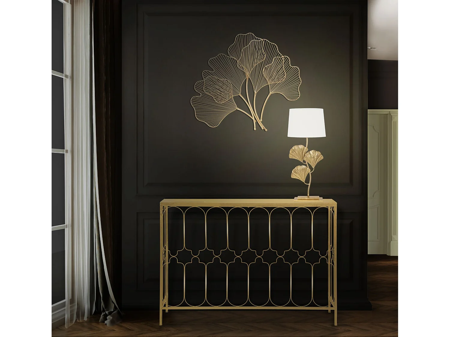 Lampe à Poser en Métal "Glamy" 81cm Blanc & Or