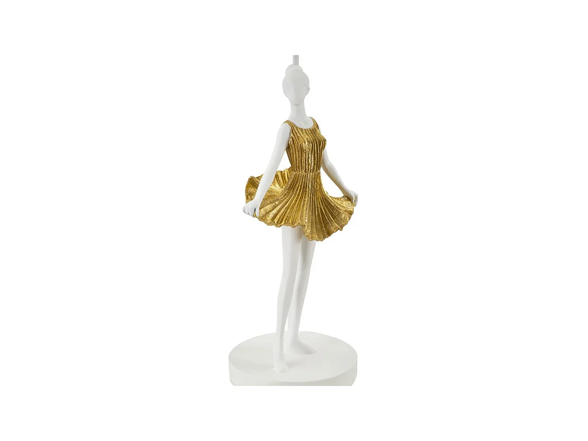Lampe à Poser en Résine "Dancer" 90cm Blanc & Or