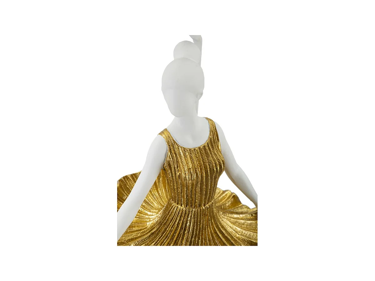 Lampe à Poser en Résine "Dancer" 90cm Blanc & Or