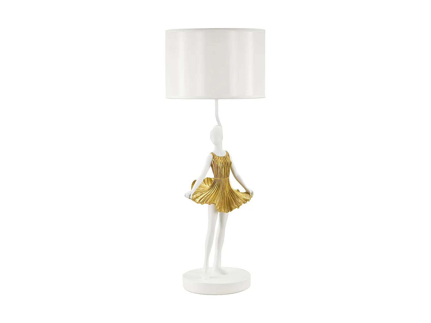 Lampe à Poser en Résine "Dancer" 90cm Blanc & Or