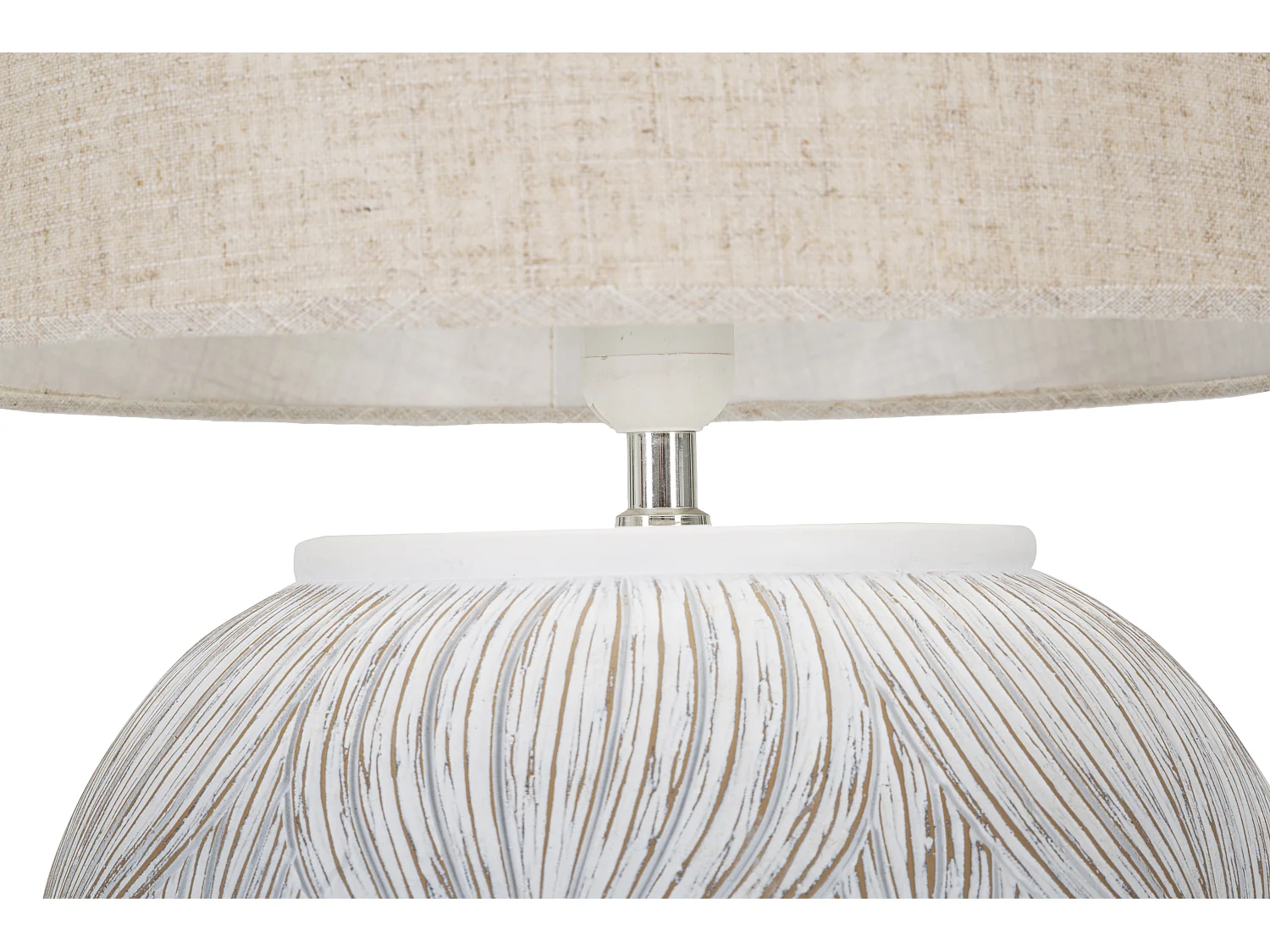 Lampada da tavolo in resina bianca con paralume beige Ø cm 38x59